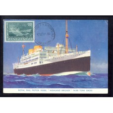 BARCOS EL HIGHLAND BRIGADE ANTIGUA TARJETA POSTAL CON ESTAMPILLA Y SELLO ARGENTINO 1951